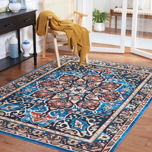 Miniatura 24 de SAFAVIEH Riviera Collection - Alfombra lavable de 2 pies 2 pulgadas x 9 pies, beige y carbón, antideslizante y fácil de limpiar, ideal para sala