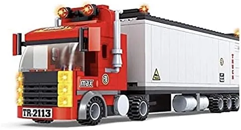 General Jim's Big Red Semi-Truck Building Blocks Truck Vehicle | Compatible con Lego y todas las principales marcas de construcción de ladrillos