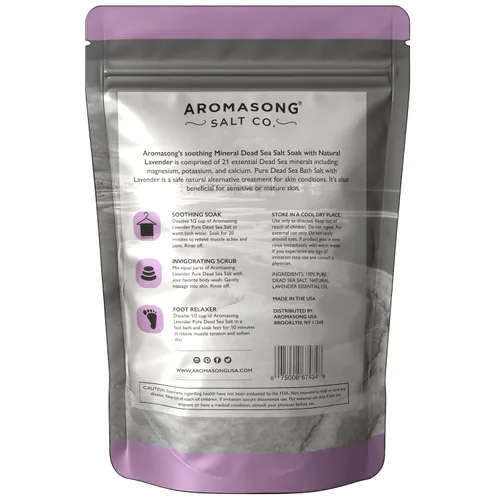 Miniatura 8 de Aromasong Sal pura cruda del mar muerto para remojar con lavanda 100% natural, 2.43 libras, sal de baño de spa de grano fino, exfoliante de lavado