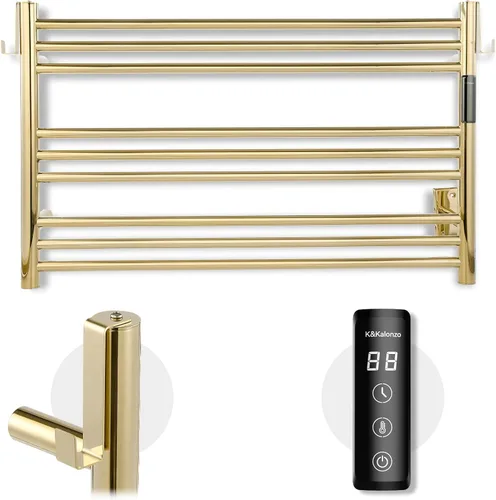 Miniatura 12 de K&KALONZO Calentador de toallas para baño, toallero térmico de 9 barras montado en la pared con temporizador integrado, calentador de toallas