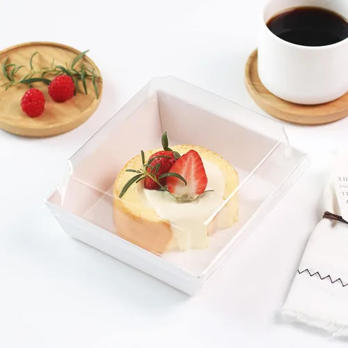 Miniatura 5 de Ocmoiy Cajas pequeñas de charcutería con tapas transparentes, recipientes de papel desechables para alimentos para llevar, cajas de postres de Blanco
