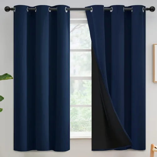 Miniatura 128 de Yakamok Cortinas negras, cortinas de ventana con aislamiento térmico y eficiencia energética para dormitorio, cortinas opacas completas y cortinas