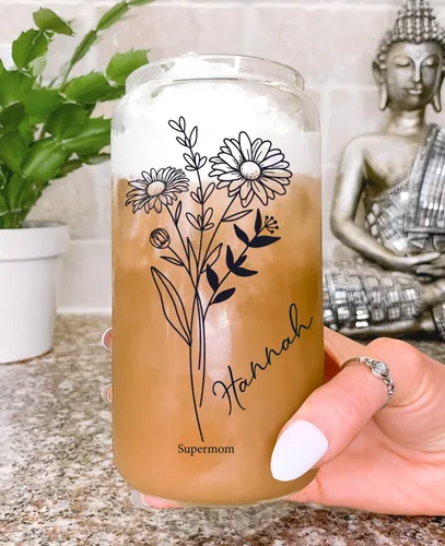 Miniatura 14 de Juego de vasos de cristal personalizados con pajita, regalo de Navidad, diseño personalizado con tu nombre y título, regalo de dama de honor