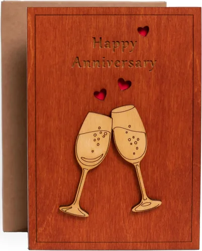 Miniatura 8 de Tarjeta de aniversario de 10 años de madera con soporte. 10 años, décima, diez años, tarjetas de aniversario de boda de aluminio para ella, esposa