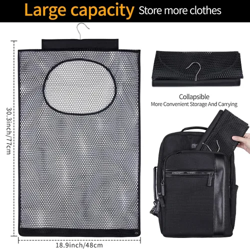 Miniatura 2 de Cesta de lavandería de malla transpirable, ganchos plegables para colgar en la ducha, bolsa de almacenamiento portátil de secado rápido, para Negro