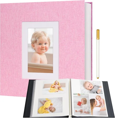Miniatura 9 de Vienrose Álbum de fotos autoadhesivo para fotos de 2 x 3, 4 x 6, 5 x 7, 8 x 10 pulgadas, 40 páginas en blanco, cubierta de lino, libro de recuerdos