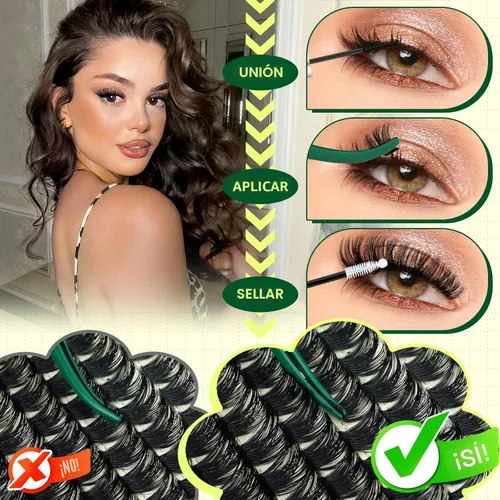 Miniatura 8 de Kit de racimos de pestañas KEYYOU 144 piezas, racimos de pestañas de volumen grueso ondulado D, kit de extensión de pestañas con cepillo de rímel