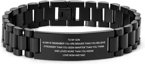Miniatura 36 de VNOX Correa de reloj masculina de acero inoxidable, pulsera de eslabones personalizada, regalo de joyería para hombres, papá, padre, marido, novio