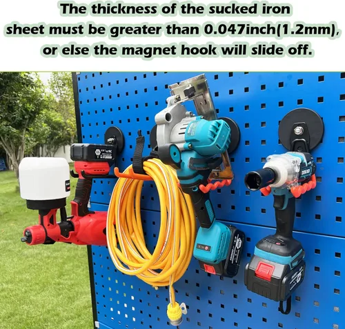 Miniatura 6 de ULIBERMAGNET Ganchos magnéticos grandes resistentes, gancho de onda magnética fuerte para manguera, sierra caladora, sierra circular, organización