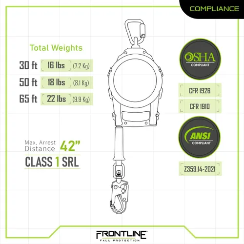 Miniatura 6 de Frontline RPGC Cable SRL de 30 pies con extremo de gancho de acero Mango de transporte ergonómico y eslogan Alta resistencia, resistente a
