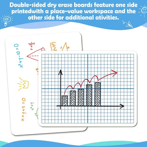 Miniatura 20 de Pizarra blanca de borrado en seco de división larga, cálculo de varios dígitos de 9 x 12 pulgadas, pizarra de borrado en seco de doble cara, pizarra