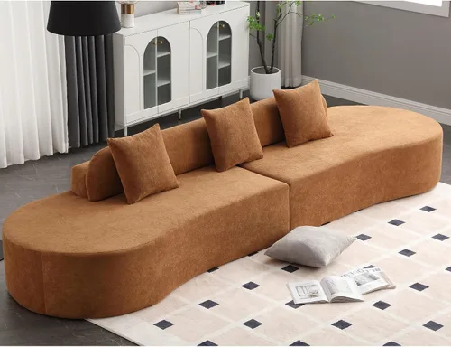 Miniatura 11 de Sofá curvo de 130.5 pulgadas para sala de estar, moderno sofá modular minimalista en nube, sofá de gran tamaño comprimido sin hueso de 3 plazas