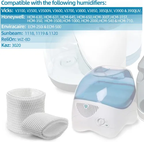 Miniatura 6 de WF2 - Filtro humidificador para Kaz Vicks - V3100 V3500 V3700 V3800 V3900 serie 3020, humidificadores de vaporizador de niebla fría Protec PWF2