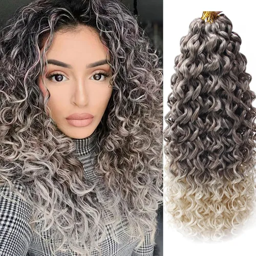 Miniatura 52 de 8 Paquetes de Cabello Rizado con Ganchillo GoGo, Cabello Rizado con Ganchillo para Mujeres Negras, Trenzado de Onda Profunda, Cabello Sintético