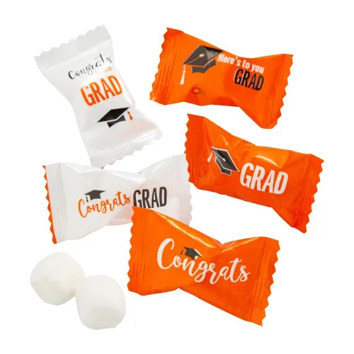 Miniatura 5 de Fun Express Buttermints de graduación envueltas individualmente, 108 piezas de caramelo de menta naranja para recuerdos de fiesta y buffet