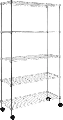Karl home Estantería de alambre con ruedas, estantes ajustables, estante de almacenamiento de metal para cocina, baño, garaje, despensa, armario,