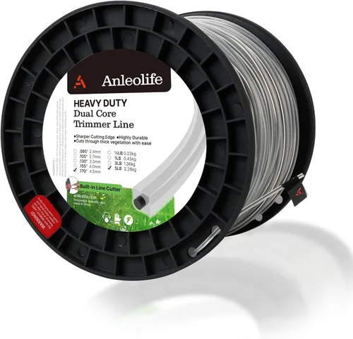 Miniatura 13 de A ANLEOLIFE Línea de recortadora cuadrada resistente de 5 libras de .095 pulgadas por 1280 pies en carrete, con cortador de línea integrado Trabajo