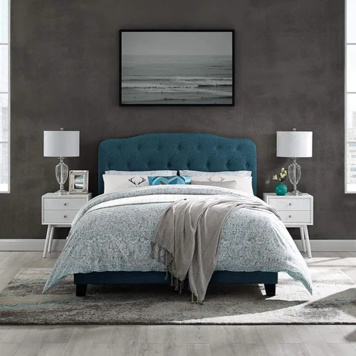 Miniatura 6 de Modway Amelia - Base de cama tapizada de tela capitoné tamaño matrimonial, color gris