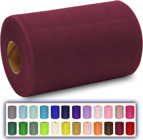 Miniatura 16 de Rollo de tela de tul azul agua de 6 pulgadas x 300 pies (100 yardas), cinta de tul mate cinta de red malla carrete para DIY falda tutú lazo de boda