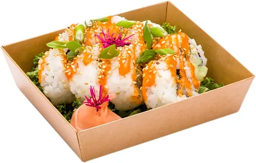 Restaurantware -Matsuri Vision Bandejas de sushi de 5 x 4.4 x 1.4 pulgadas, 100 cajas de embalaje de sushi a prueba de grasa. Las tapas se venden