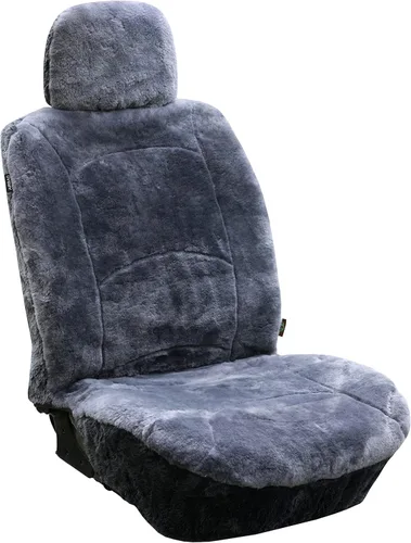 Funda de asiento de piel de oveja auténtica, funda de asiento de piel de cordero para invierno, funda de asiento de automóvil, piel de oveja de Gris