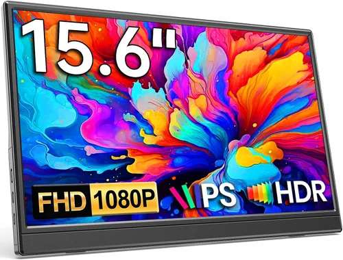 Miniatura 9 de KQC Monitor portátil de 14 pulgadas FHD 1200P, pantalla externa ultrafina USB-C HDMI Plug & Play, altavoces duales 100% sRGB, monitor de portátil