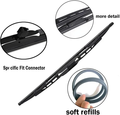 Miniatura 4 de Wiper Front & Rear Wiper Blades Set Kit Compatible with Kia Rio 1 DC 1999-2005 Windshield Windscreen Window Brushes 21"+18"+14