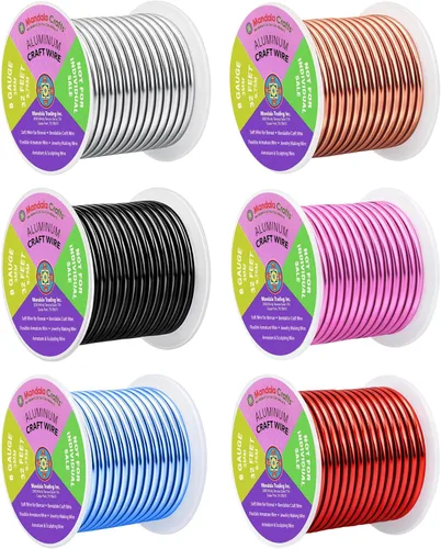 Miniatura 383 de Mandala Crafts - Alambre de aluminio anodizado de 8 calibre para hacer joyas - 9.75 m de alambre flexible negro colorido - Flexible para bonsái