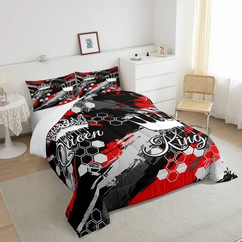 Miniatura 4 de jejeloiu Juego de ropa de cama Queen y King, juego de edredón de panal para niños, niñas, adolescentes, decoración de habitación, edredón Multi 07