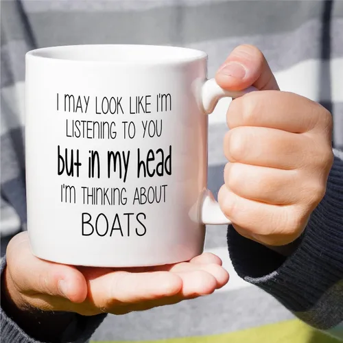 Miniatura 4 de Retreez Taza divertida – I'm Thinking About Boats Boating Nautical Sailor Boat Owner - Tazas de café de cerámica de 11 onzas – Divertido sarcástico