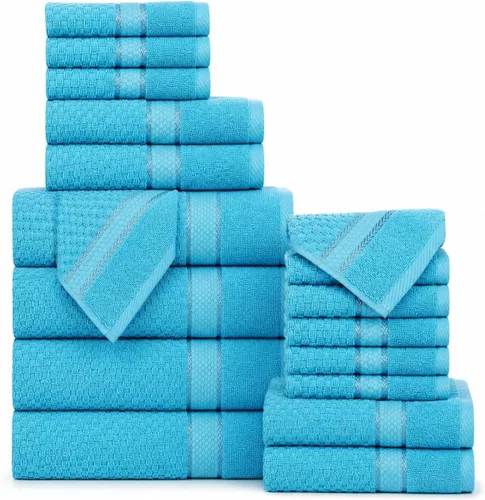 Miniatura 17 de Ample Decor Juego de toallas de baño 100% algodón, 6 piezas, suaves y absorbentes, de secado rápido, juego de toallas de baño