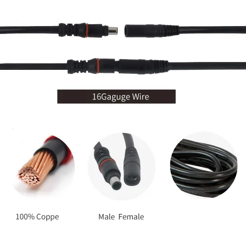 Miniatura 4 de Cable de extensión de 20 pies CC de 0.315 in, enchufe macho y hembra, perfectamente compatible con generador solar, estación de energía portátil