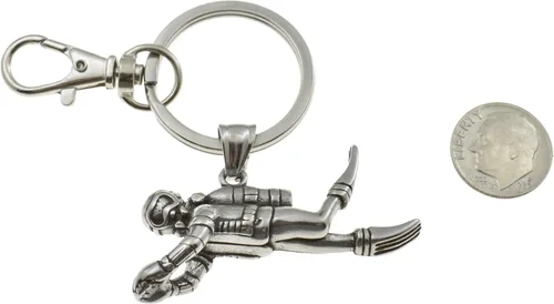 Miniatura 4 de 3D Scuba Diver Keychain in Stainless Steel Certified Diver Gift 50mm x 28mm Charm