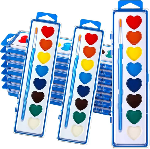 Yeaqee Juego de 12 pinturas de acuarela de 8 colores lavables con pincel, recuerdos de fiesta, arte acuarela para adultos, regalos de fiesta del día