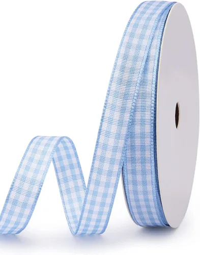 Miniatura 10 de VIVIQUEN Cinta de cuadros azul claro, 1-1/2 pulgadas, cinta de cuadros de tafetán a cuadros, cinta de picnic 100% poliéster para coser, regalo