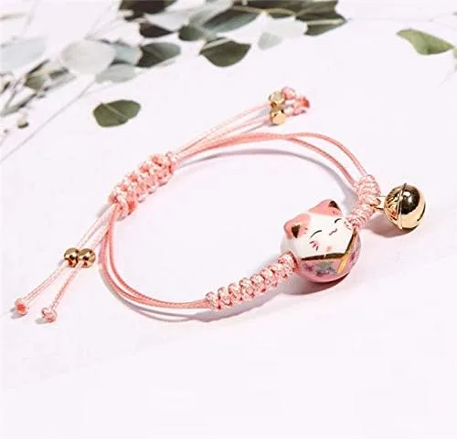 Miniatura 4 de Feng Shui Lucky Ceramics Cat Maneki Neko Fortune Pulsera de buena suerte riqueza pulseras de cuentas ajustable riqueza salud fortuna rico símbolo
