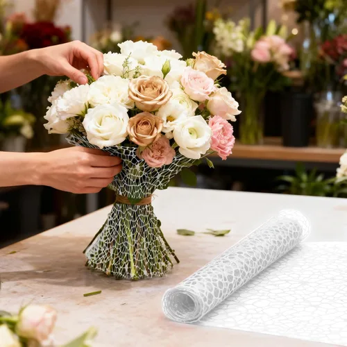Miniatura 4 de KEPYDRMTF Papel Coreano para Flores de 42cm*5Yardas, Papel de Regalo Coreano Negro, Papel de Regalo Floral de Malla de Perla (Negro)