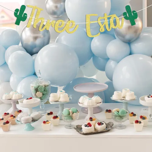 Miniatura 4 de Cartel de tres Esta con purpurina dorada, decoración de fiesta de tercer cumpleaños, decoración de fiesta mexicana temática de tercer cumpleaños