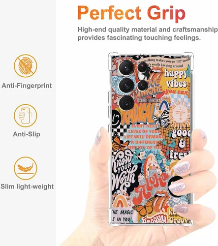 Miniatura 2 de Funda estética de collage para Samsung Galaxy S23 Ultra, patrón de citas positivas, funda de TPU suave de moda compatible con Galaxy S23 Ultra