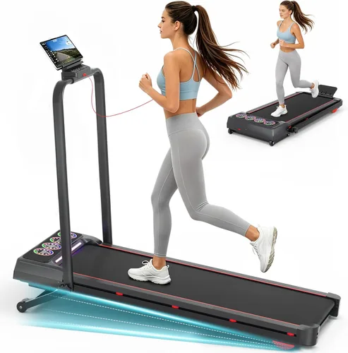 Cinta de correr con tapiz rodante Ecogou con inclinación automática del 12% a 12 niveles, cinta de correr plegable 2 en 1 para debajo del escritorio