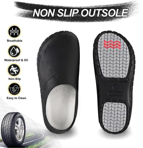 Miniatura 3 de Zapatos de chef Zapatos de cocina para hombre, zapatos de cocina antideslizantes, a prueba de agua, zuecos de trabajo para hombre, cómodos zapatos