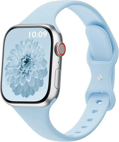 Miniatura 43 de Bandas delgadas de silicona deportivas compatibles con Apple Watch de 38mm 42mm 40mm 44mm 41mm 45mm 46mm 49mm, correa de repuesto delgada y estrecha