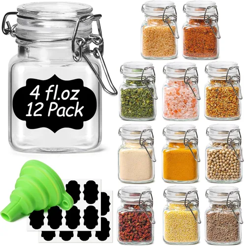 Miniatura 16 de ComSaf Tarros herméticos de vidrio con tapas de 0.6 galones, juego de 3, recipiente de almacenamiento de alimentos cuadrado con sello