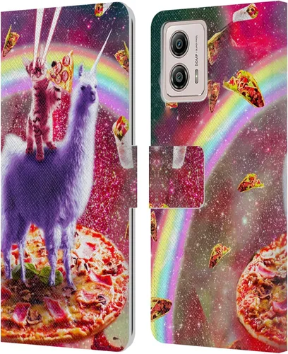 Miniatura 19 de Head Case Designs Officially Licensed Random Galaxy Cat & Electric Pancakes Space Llama Leather Book Wallet Case Cover Compatible with Motorola Moto