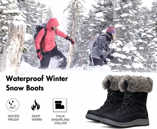 Miniatura 4 de VEPOSE - Botas de invierno para mujer impermeables