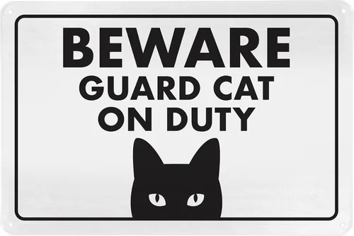 Miniatura 19 de Señal de Gato de 24 Horas de Vigilancia Felina de Premises Under 24 Hour - Cartel de gato divertido, metal, 8 x 12 pulgadas, letreros de gato