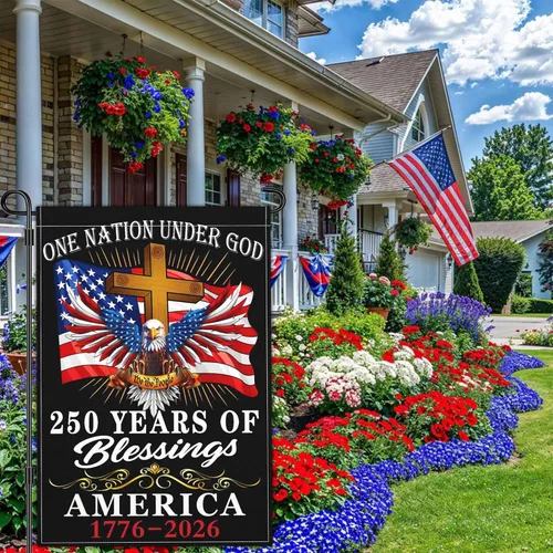 Miniatura 3 de Bandera de jardín de aniversario estadounidense del 250 aniversario del 250 aniversario, bandera patriótica del 4 de julio, banderas de jardín