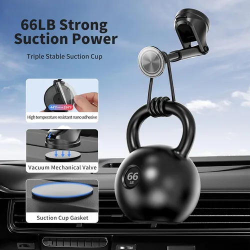 Miniatura 4 de Soporte magnético mejorado para teléfono, soporte de teléfono ajustable de 360° para automóvil, 3 en 1 para soporte de automóvil Magsafe - Soporte