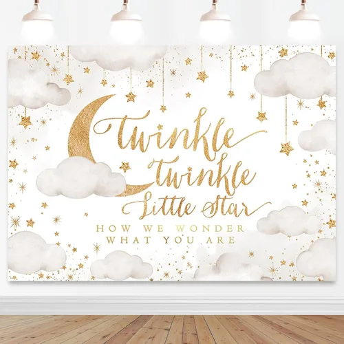 Miniatura 9 de Mocsicka Twinkle Twinkle Little Star Telón de Fondo 7x5ft Revelación de Género Niño o Niña Decoraciones de Fondo para Fiesta Rosa y Azul Nube Luna