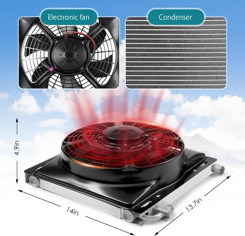Miniatura 5 de Aire acondicionado de 12 V CC, el sistema de aire acondicionado alimentado por batería es aplicable a autos antiguos, camionetas, caravanas